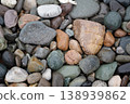 Various smooth stones and pebbles in different colors and shapes on a natural surface 138939862