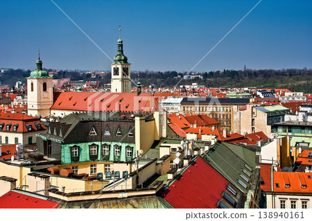Scenic view of the Prague Old Town pier architecture. Seen from Charles Bridge over Vltava river in Prague, Czechia. Scenic view of the Prague Old Town pier architecture. Seen from Charles Bridge over Vltava river in Prague, Czechia. 138940161