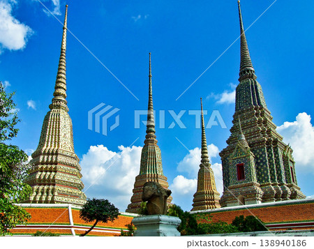 Temple of the Reclining Buddha, Wat Pho or Wat Po or Wat Phra Chetuphon Wimon Mangkhalaram Rajwaramahawihan in Bangkok, Thailand Temple of the Reclining Buddha, Wat Pho or Wat Po or Wat Phra Chetuphon Wimon Mangkhalaram Rajwaramahawihan in Bangkok, Thailand 138940186