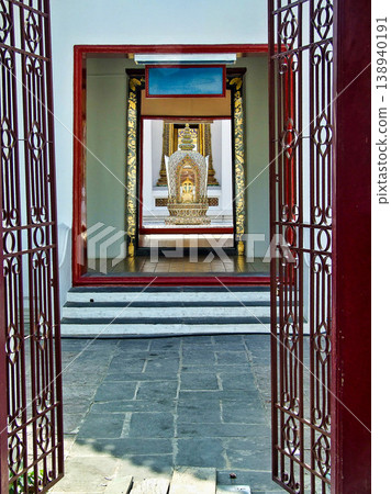Golden Mountain or Wat Saket Ratcha Wora Maha Wihan in Bangkok, one of the tourist attraction and Landmarks of Thailand 138940191