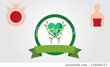 Health and wellness concept with heart pulse body silhouette stopwatch icons Health and wellness concept with heart pulse body silhouette stopwatch icons 138940257