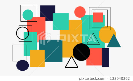 Abstract collection of overlapping geometric shapes in colors with graphic resou Abstract collection of overlapping geometric shapes in colors with graphic resou 138940262