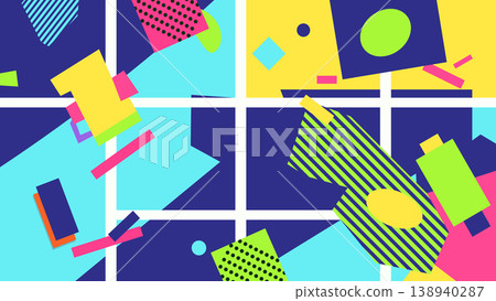 Retro memphis style abstract background pattern with abstract art, geometric pat Retro memphis style abstract background pattern with abstract art, geometric pat 138940287
