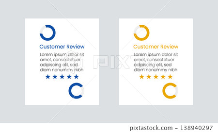 Customer review cards with star ratings and testimonials social proof customer 138940297