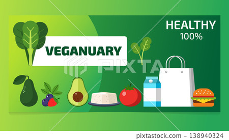 Veganuary healthy lifestyle with fresh produce and burger milk carton campaign Veganuary healthy lifestyle with fresh produce and burger milk carton campaign 138940324