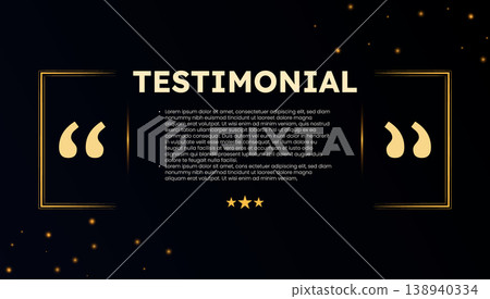 Elegant testimonial quote design on dark background with stars and quotation Elegant testimonial quote design on dark background with stars and quotation 138940334