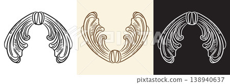 Baroque set of scroll hand drawn design element illustration Baroque set of scroll hand drawn design element illustration 138940637