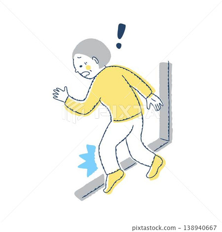 Senior woman trips over step Senior woman trips over step 138940667