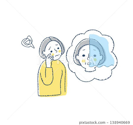一位老年婦女,她的一隻眼睛視力有問題。 一位老年婦女,她的一隻眼睛視力有問題。 138940669