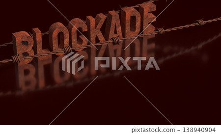Rusty Blockade Barrier With Barbed Wire Concept 3d render. 138940904