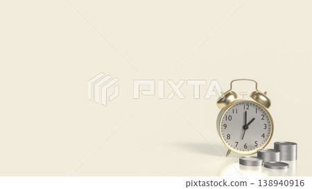 Time And Money Concept With Alarm Clock And Stacked Coins 3d render. 138940916