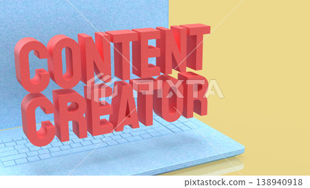 Creative Content Creator Concept Displayed On Modern Laptop Screen 3d render. Creative Content Creator Concept Displayed On Modern Laptop Screen 3d render. 138940918
