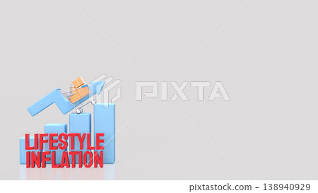 Lifestyle Inflation Growth Concept With Rising Spending And Shopping Cart Trend 3d render. 138940929