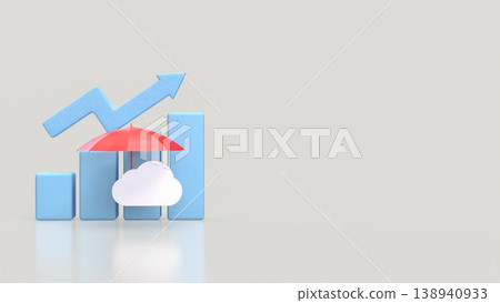 Business Growth Protection Concept With Umbrella And Cloud Security 3d render. 138940933