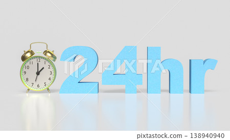 24 Hour Time Concept with Alarm Clock and Continuous Productivity 3d render. 24 Hour Time Concept with Alarm Clock and Continuous Productivity 3d render. 138940940