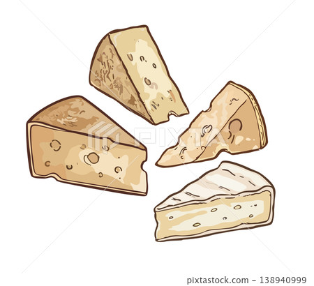 Pieces of cheese. Vector isolated illustration Pieces of cheese. Vector isolated illustration 138940999