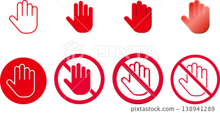A red mark icon representing various shapes of "STOP" signs. 138941289
