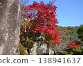 日本庭園「京石園」中高聳巨石與色彩斑斕樹木的秋景 138941637