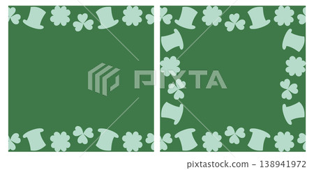 St Patrick Day Frame Clean Minimal Flat Design Border of Hats and clover leaves Copy space Template. Vector illustration Ireland Greetings Thematic Cards Sample media post, promo banner, leaflets, tag St Patrick Day Frame Clean Minimal Flat Design Border of Hats and clover leaves Copy space Template. Vector illustration Ireland Greetings Thematic Cards Sample media post, promo banner, leaflets, tag 138941972