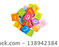 Math number colorful on white background, 138942384