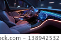 Futuristic car interior ai dashboard digital cockpit neon light autonomous vehicle luxury sedan smart car cabin with glowing 138942532