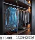 Futuristic wardrobe virtual clothing hologram shirt smart closet digital fashion modern interior technology 138942536