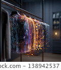 Digital wardrobe interface hologram smart clothing rack futuristic closet glowing fashion recommendation system 138942537