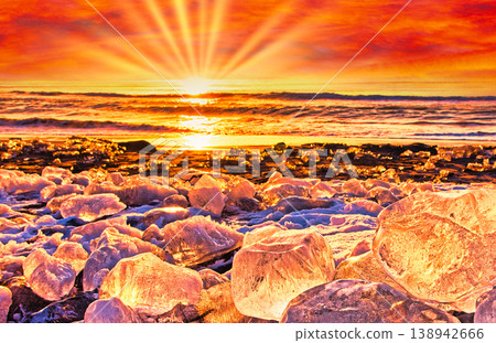 The beautiful scenery of jewelry ice in Toyokoro Town 138942666