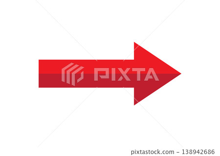 Red Right Arrow Icon Pointing Forward Minimal Flat Graphic Directional Symbol for Navigation 138942686