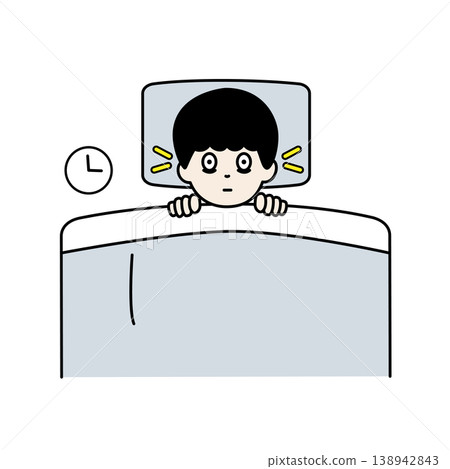 Illustration of a businessman suffering from insomnia and difficulty sleeping at night; physical ailments. Illustration of a businessman suffering from insomnia and difficulty sleeping at night; physical ailments. 138942843