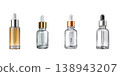 Dropper bottle glass serum cosmetic skincare transparent container beauty product minimal design isolated background clean 138943207