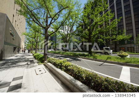 綠意盎然的御堂筋街景 綠意盎然的御堂筋街景 138943345