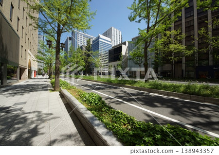 綠意盎然的御堂筋街景 綠意盎然的御堂筋街景 138943357
