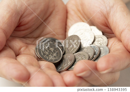 Coins placed in the palm of your hand Coins placed in the palm of your hand 138943395