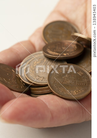 Coins placed in the palm of your hand Coins placed in the palm of your hand 138943403