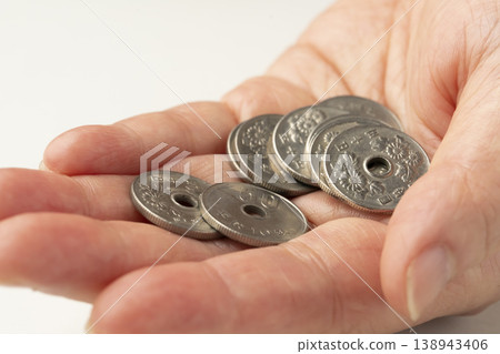 Coins placed in the palm of your hand 138943406