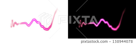 Pink neon heart rate waveform graph background material. Transparent background, black background. Pink neon heart rate waveform graph background material. Transparent background, black background. 138944078