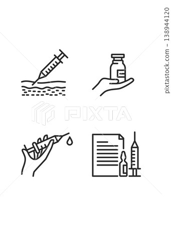 Set of Medical Icons for Vaccination Injection and Healthcare Services. Set of Medical Icons for Vaccination Injection and Healthcare Services. 138944120
