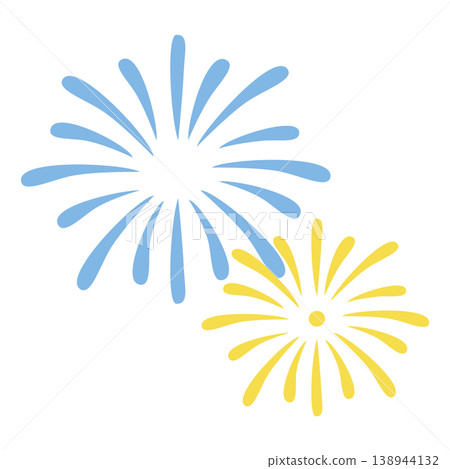 Blue and yellow fireworks - Flat design Blue and yellow fireworks - Flat design 138944132