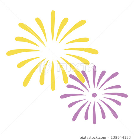 Yellow and purple fireworks display (flat design) Yellow and purple fireworks display (flat design) 138944133