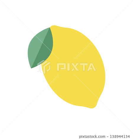 Whole lemon with leaves, flat design 138944134