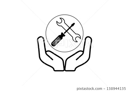Hands Holding Maintenance And Repair Tools Icon Representing Service Support And Protection 138944135