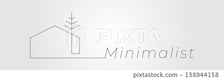 Minimalist logo with a house tree and the minimalist word 138944158