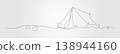 Continues line tent drawing a minimalist line of outdoor activity 138944160