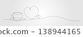 single line drawing features a tea cup or coffee cup and two heart 138944165