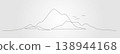 Mountain continues line drawing shows simple peaks with birds in flight 138944168