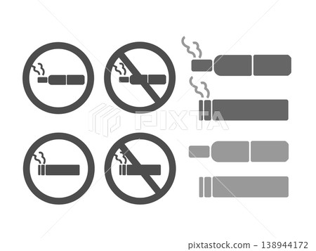 A set of illustrations for no smoking and smoking signs. A set of illustrations for no smoking and smoking signs. 138944172