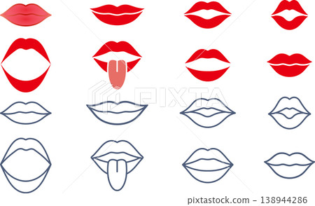 A set of material images featuring women's lips with various expressions. A set of material images featuring women's lips with various expressions. 138944286