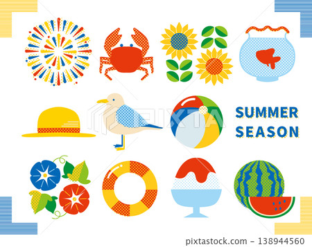 Summer-themed illustration set Summer-themed illustration set 138944560