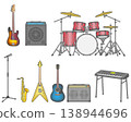 Icon set of instruments used in rock bands 138944696